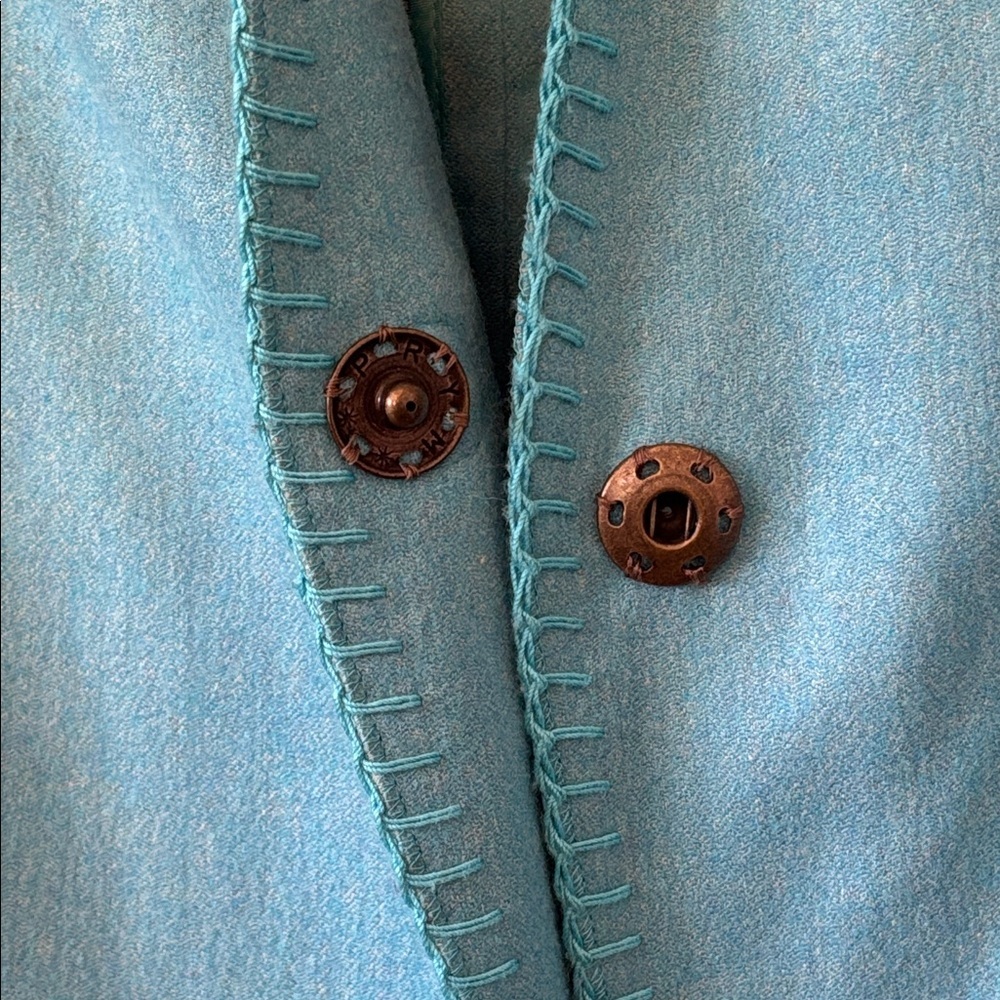 Akris Punto Cerulean Blazer Jacket 14 Snap Front WhipStitch trim Wool Cotton - Picture 7 of 10